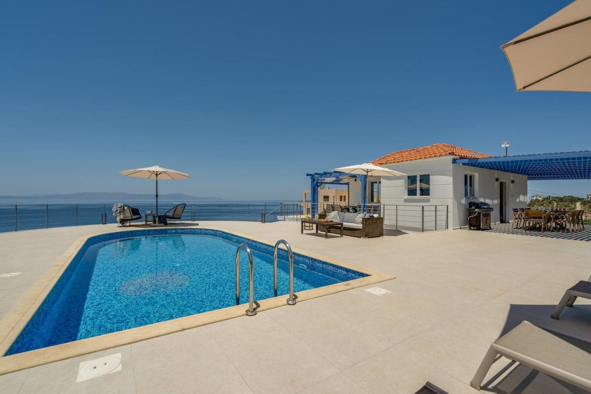 Villa Hemera Ocean View Private Heated Pool Chorafakia Exterior photo